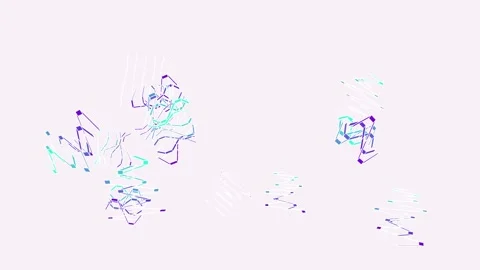3D animation featuring scattered, vibrating zig-zag line segments Vidéo 338388145