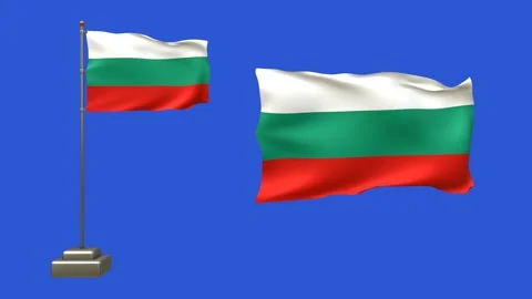 3D animation featuring two Bulgarian flags against a blue background. One f.. Video stock 320353602
