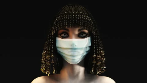 3D animation of a female face with protective mask Stock Footage 138895601
