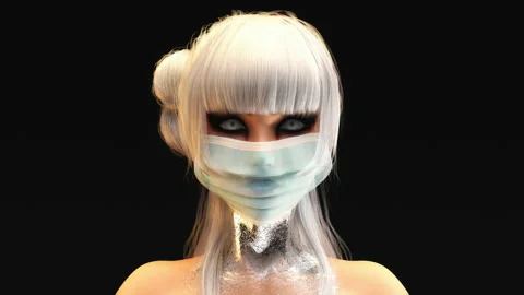 3D animation of a female face with protective mask Stock Footage 138904782