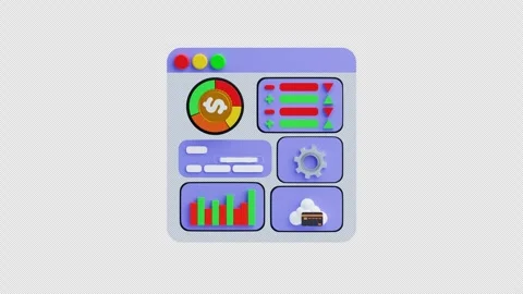 3D animation of financial dashboard with charts and analytics Stock Footage 331353226