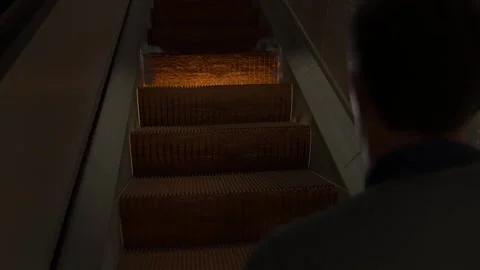 3D animation of fire underneath escalator steps Stock Footage 328781689