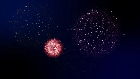 3D animation of fireworks on a dark blue background. Stock Footage 310994955