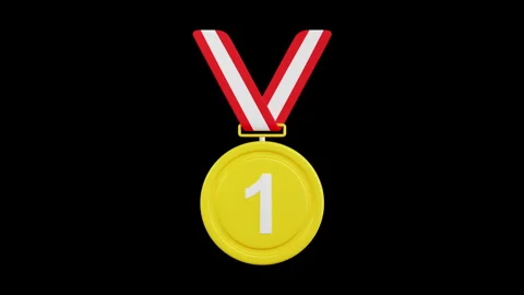3D Animation of First Winner Medal, Color Key, Alpha Channel Stock Footage 276899986