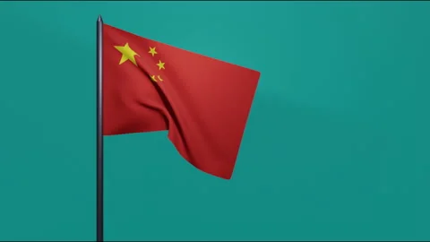 3D animation of the flag of China waving in the wind on a blue background. Stock Footage 170712445