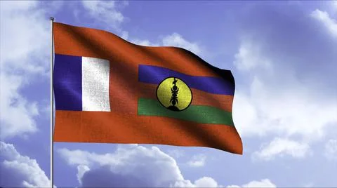 3D animation of flag waving on background of moving clouds. Motion. Beautiful Illustrazione stock
