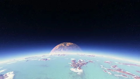 3D animation of flight around orbit of the planet Stock Footage 108639659
