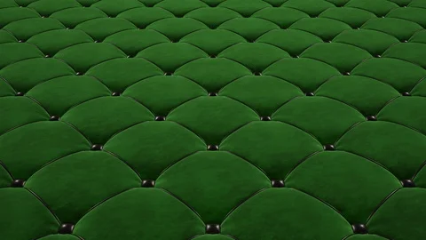 3D animation of the flight over a green quilted velvet surface with black Stock Footage 106860893