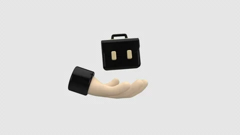 3d animation floating black briefcase held by a 3D stylized hand giving a p.. Stock Footage 308244173