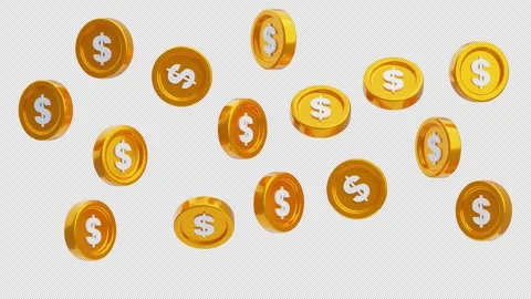 3D Animation of Floating Gold Coins Stock Footage 313417393