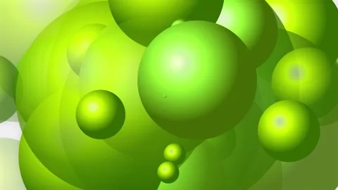 3D Animation of Floating Green Spheres and Bubbles Stock Footage 345729546