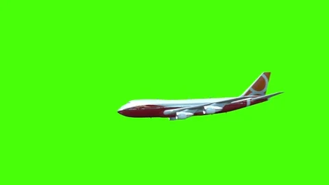 3d animation of a flying red and white color airplane on a green background.3d G Stock Footage 260865437