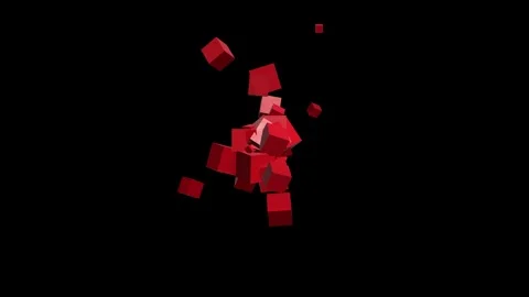 3D Animation Flying Red Cubes Video stock 316752202