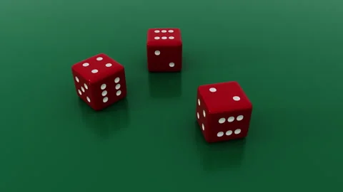 3D animation footage of three dices rolling with the result of points Stock Footage 250144686