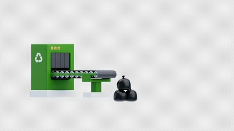 3D Animation of Forklift Loading Trash On Factory Conveyor Belt Stock Footage 297822131