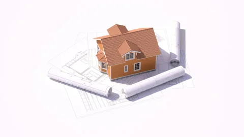 The 3d animation of a frame house under construction. Stock Footage 149754942
