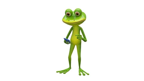 3D Animation Frog and Smartphone with Alpha Channel Stock Footage 82289440