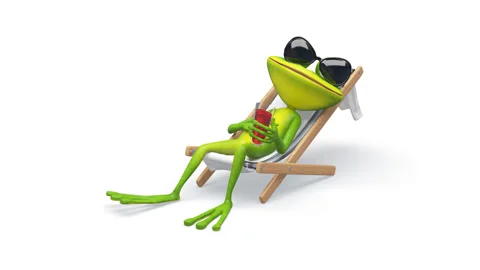 3D Animation of a Frog in a Deckchair with Alpha Channel Stock Footage 88372427