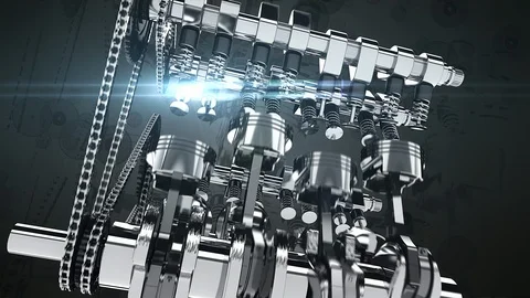 3D Animation Of A Fuel Injected V8 Engine With Visual Effects Video stock 116224704