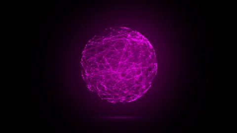3D animation of future shape a rotating neon pink transparent sphere Stock Footage 247493952