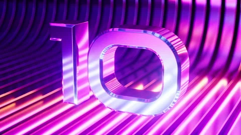 3D animation of a futuristic countdown from ten to one. Neon light Stock Footage 317054031
