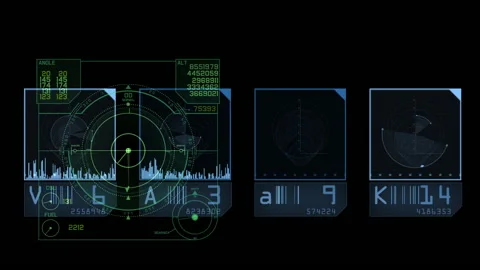 3d animation - Futuristic Interface with Data Circles and UI elements Stock Footage 200688758