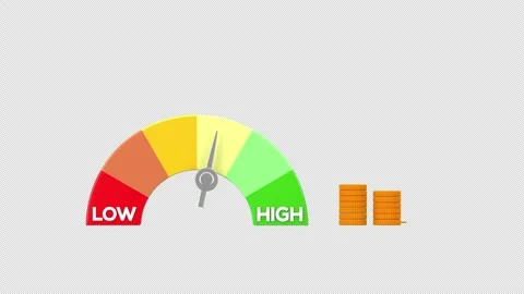 3d animation gauge indicating high financial performance or credit score, a.. Stock Footage 310419301