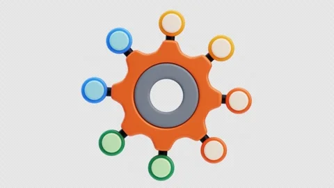 3D Animation of Gear with connected nodes Video stock 311977804