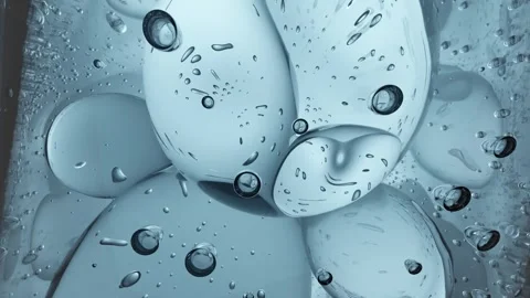 3D animation of gel balls. Liquid gel transparent bubbles move chaotically a Stock Footage 257334599