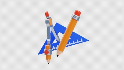 3D Animation of Geometry Tools for Drawing Stock Footage 311305469