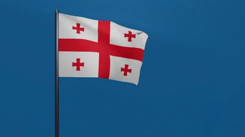3D animation of Georgian flag waving in the wind on a blue background. Stock Footage 170572950