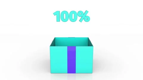 3d animation of gift box with 100% off announcement. Stock Footage 112717756