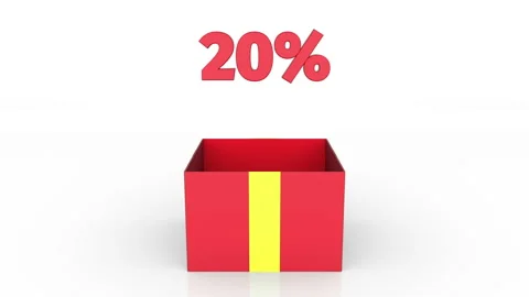 3d animation of gift box with 20% off announcement. Stock Footage 112262653