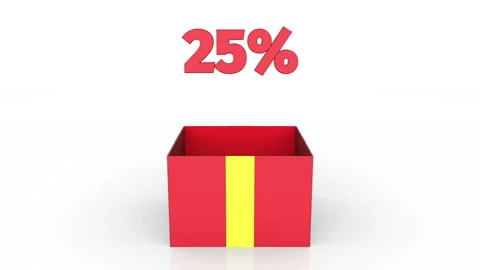3d animation of gift box with 25% off announcement. Stock Footage 112262693