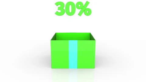 3d animation of gift box with 30% off announcement. Stock Footage 112215932
