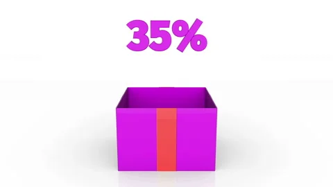 3d animation of gift box with 35% off announcement. Stock Footage 112294590