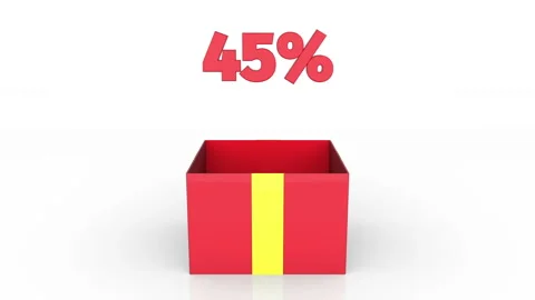 3d animation of gift box with 45% off announcement. Stock Footage 112343919