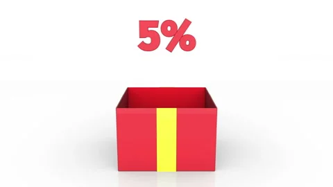 3d animation of gift box with 5% off announcement. Stock Footage 112664707
