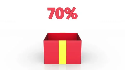 3d animation of gift box with 70% off announcement. Stock Footage 112418993