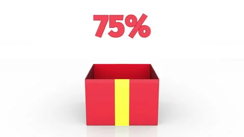 3d animation of gift box with 75% off announcement. Stock Footage 112559026