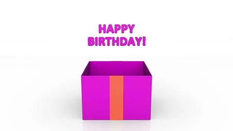 3d animation of gift box with happy birthday announcement. Stock Footage 112947935