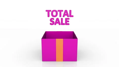 3d animation of gift box with total sale  announcement. Stock Footage 113011743