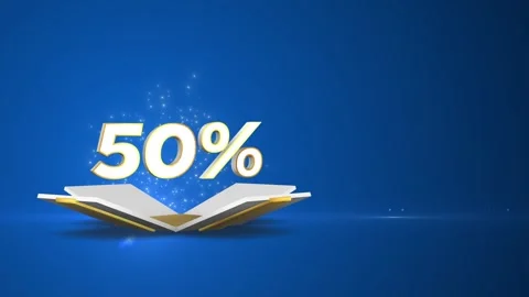 3D Animation of Gift Opening with 50% Discount. Sparkling Particles Stock Footage 301551618