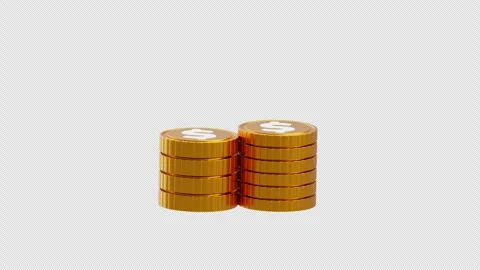 3D animation of Glitched portrait with coins and social media overlay Stock Footage 331353053