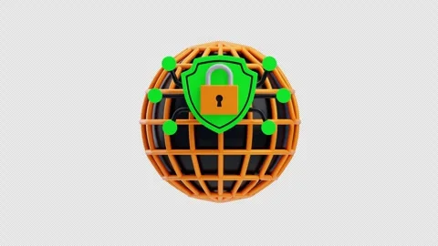 3D Animation of Global internet security protection icon Stock Footage 321634227