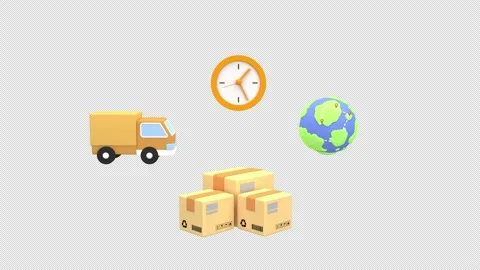 3d animation global logistics with a delivery truck, packages, clock, and g.. Stock Footage 310417565