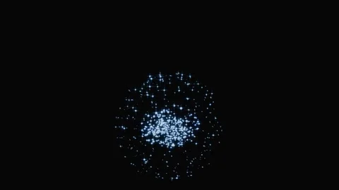 3D animation of glowing blue particles forming a sphere Stock Footage 346662599