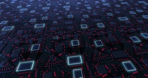 3D animation of glowing electric light blue on red background in the shape of an Stock Footage 144609098