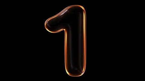 3D animation of glowing number 1 with light on black background Stock Footage 252096738