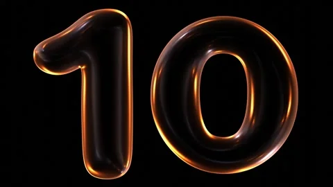 3D animation of glowing number 10 with light on black background Stock Footage 252098764